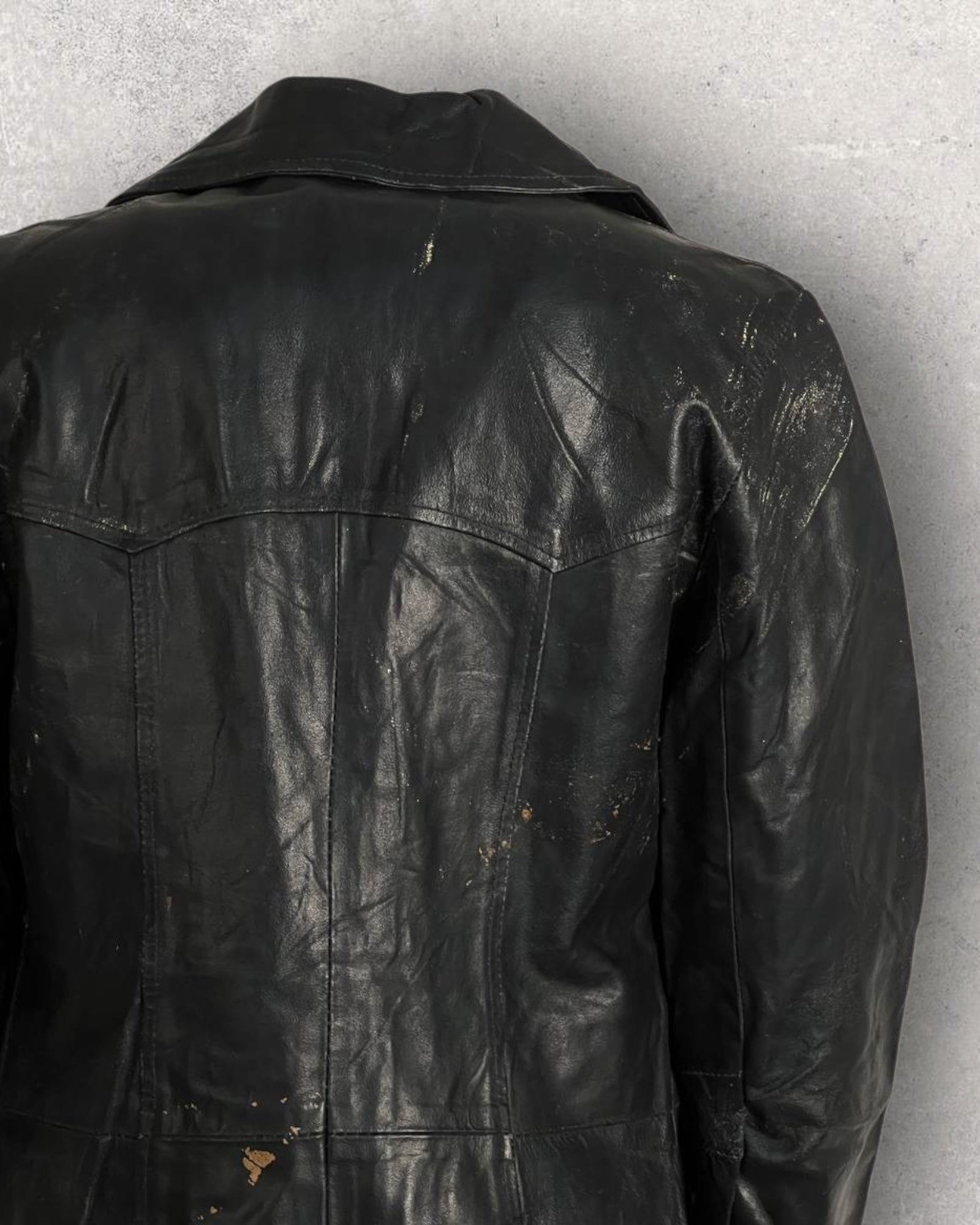 Rustic Black Leather Coat (S-M)