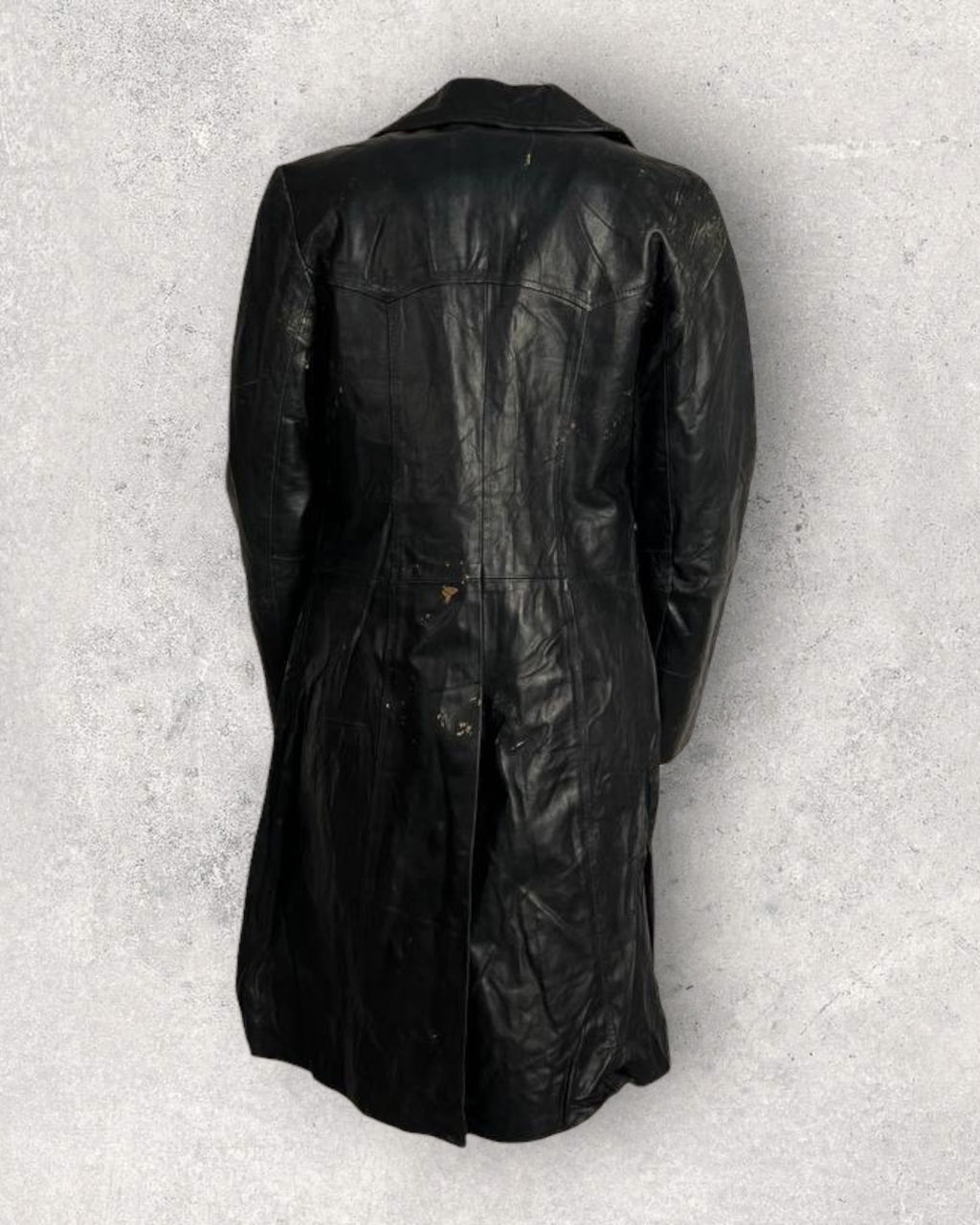 Rustic Black Leather Coat (S-M)