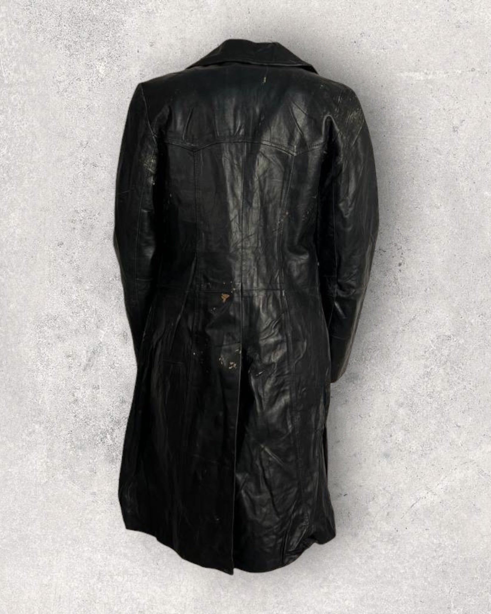Rustic Black Leather Coat (S-M)