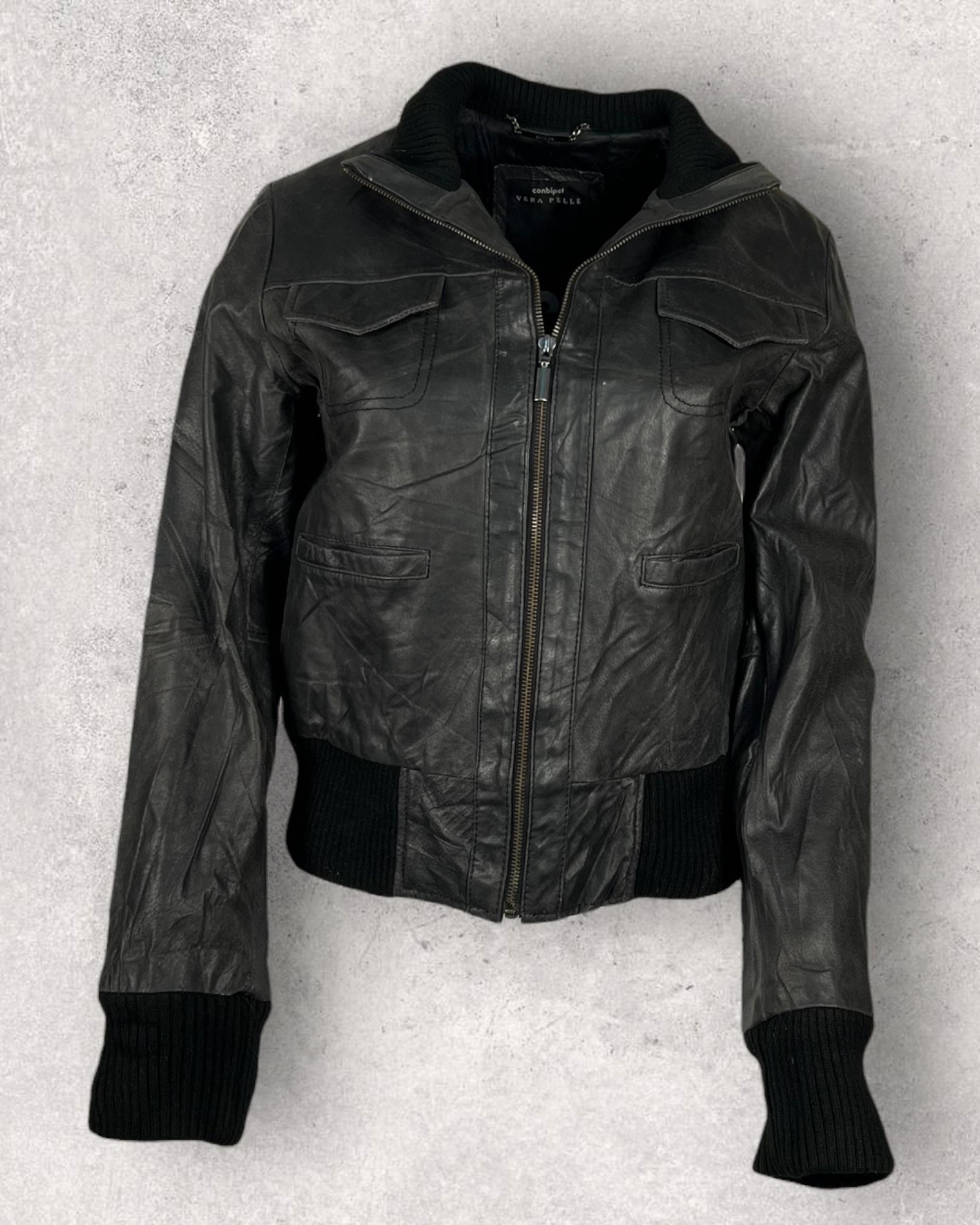 Vintage Noir Leather Jacket (M-L)