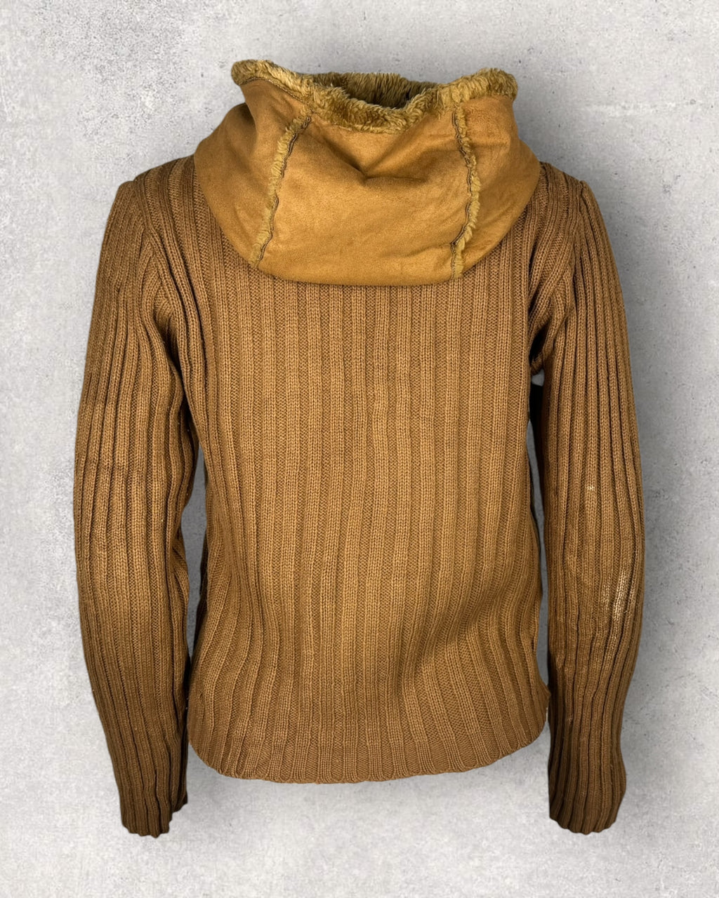 Fitted Faux Suede Hooded Jacket (M-L)