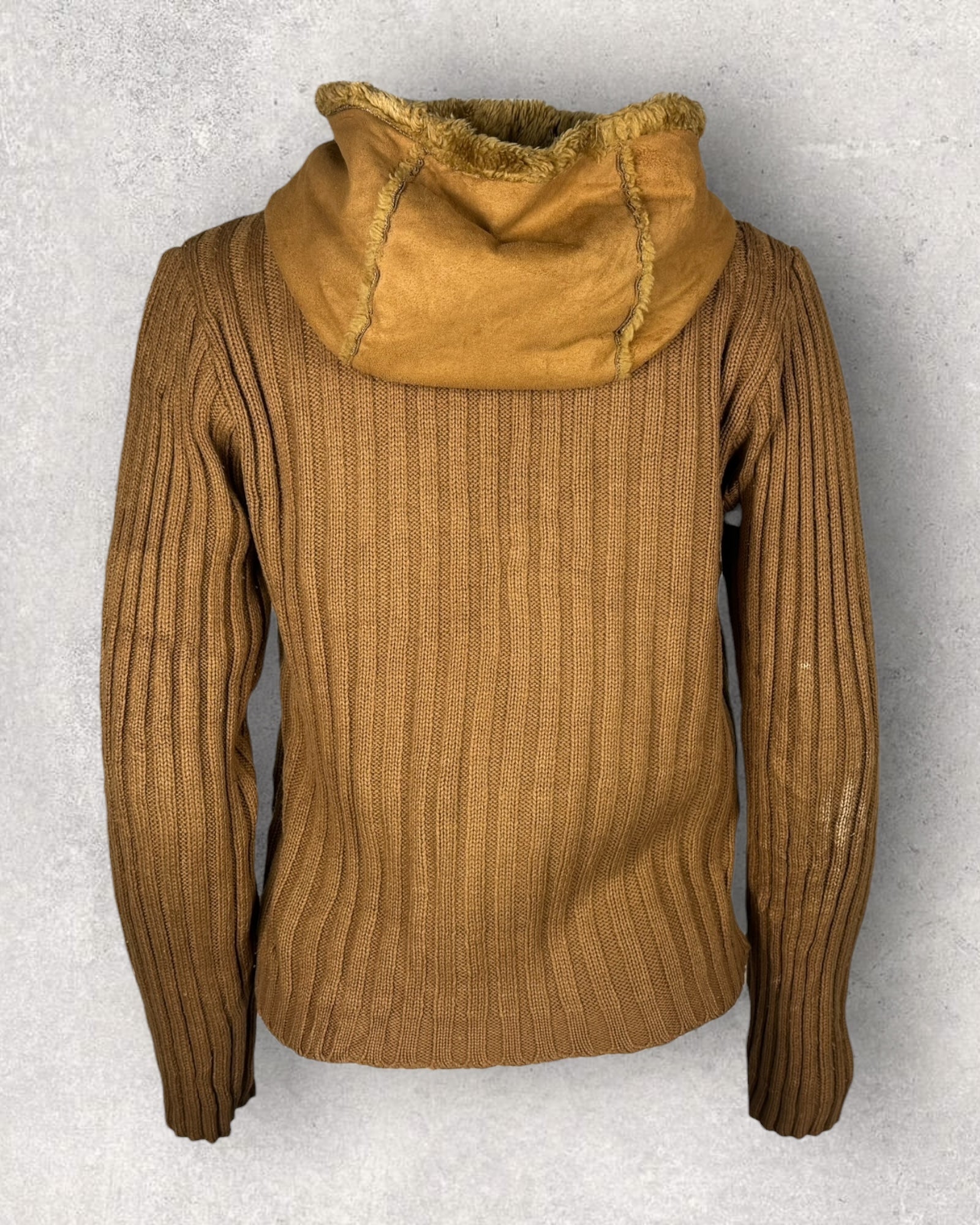 Fitted Faux Suede Hooded Jacket (M-L)