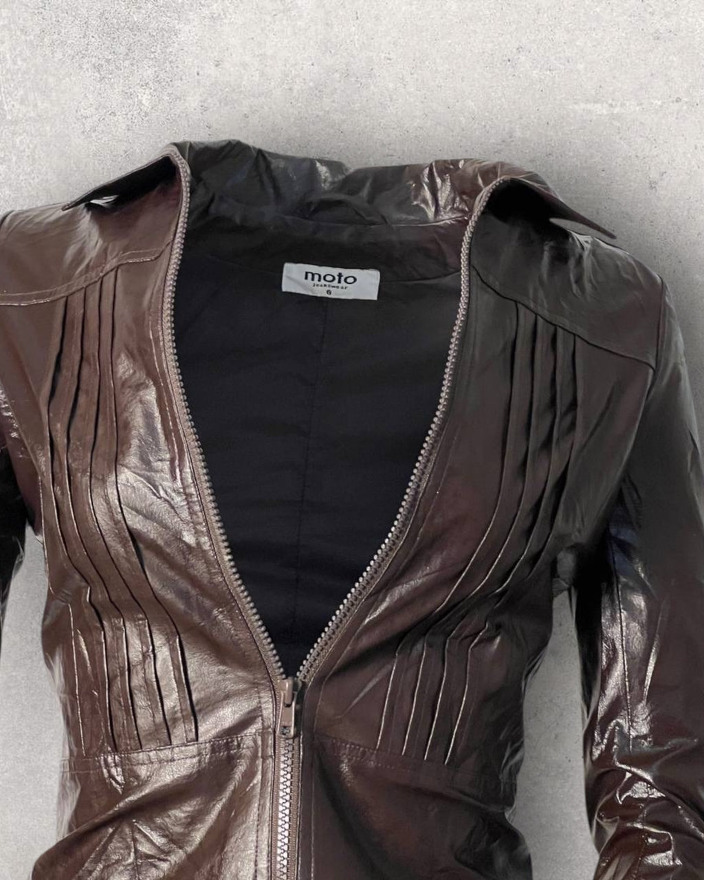Brown PU Leather Moto Jacket (XXS-XS)