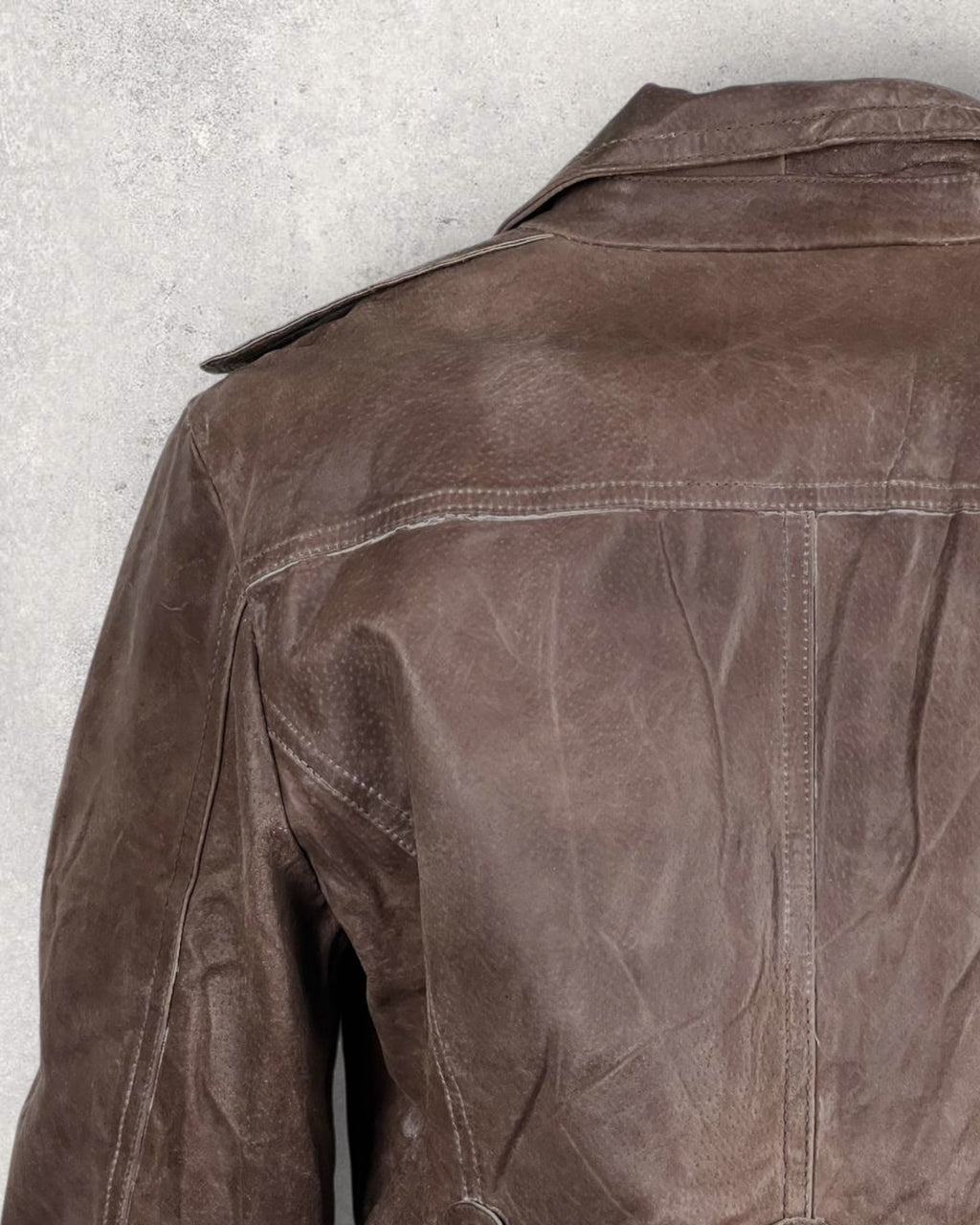 Rustic Brown Leather Jacket (S-M)
