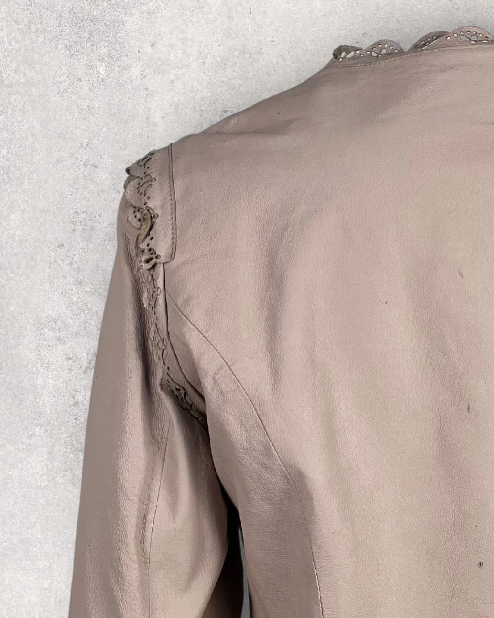 Vintage Pastel Pink Leather Jacket (S-M)