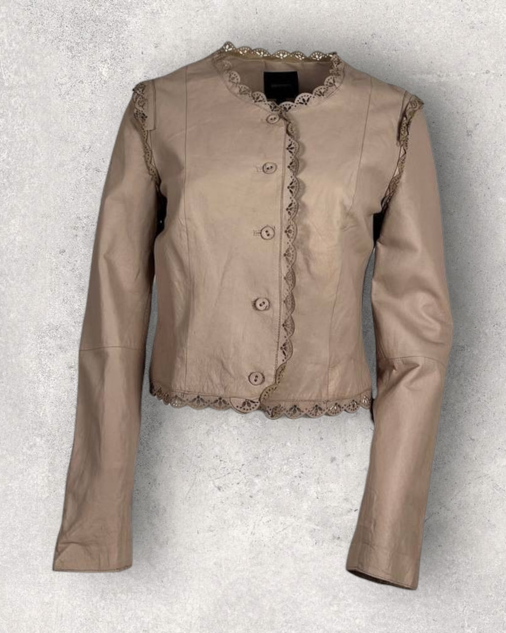 Vintage Pastel Pink Leather Jacket (S-M)