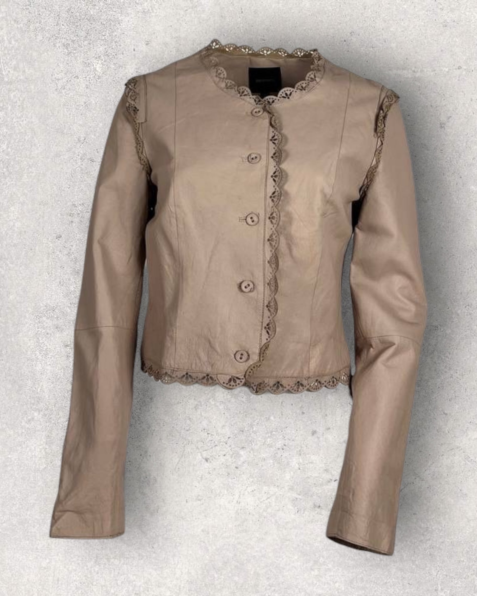 Vintage Pastel Pink Leather Jacket (S-M)