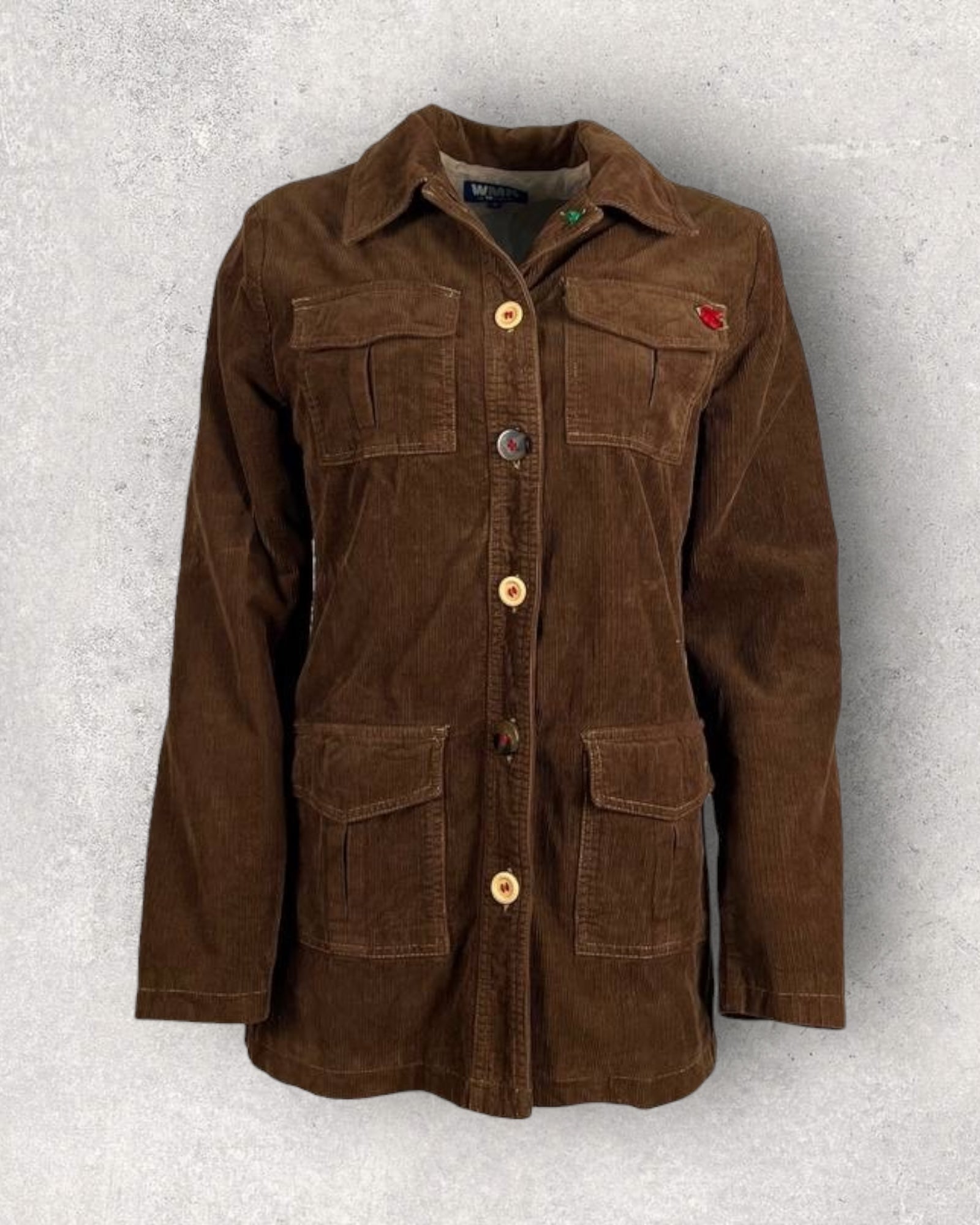 Brown Corduroy Jacket with Rose Detail (S-M)