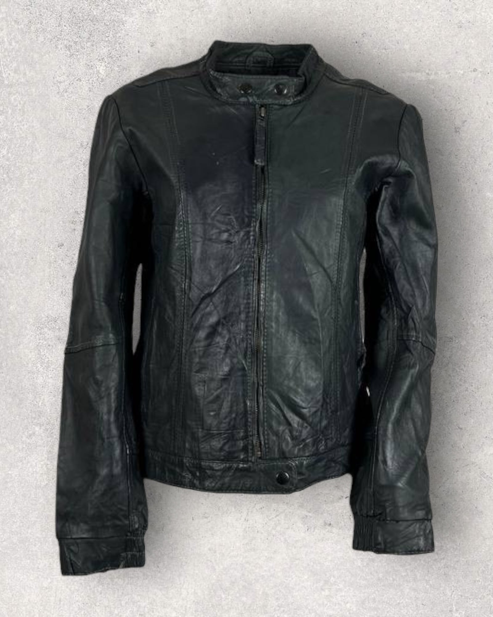 Midnight Leather Biker Jacket (S-M)