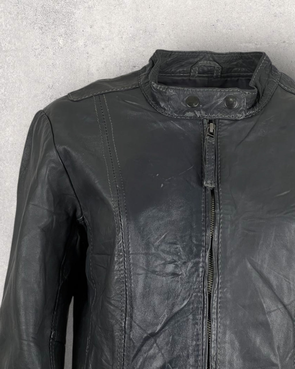 Midnight Leather Biker Jacket (S-M)