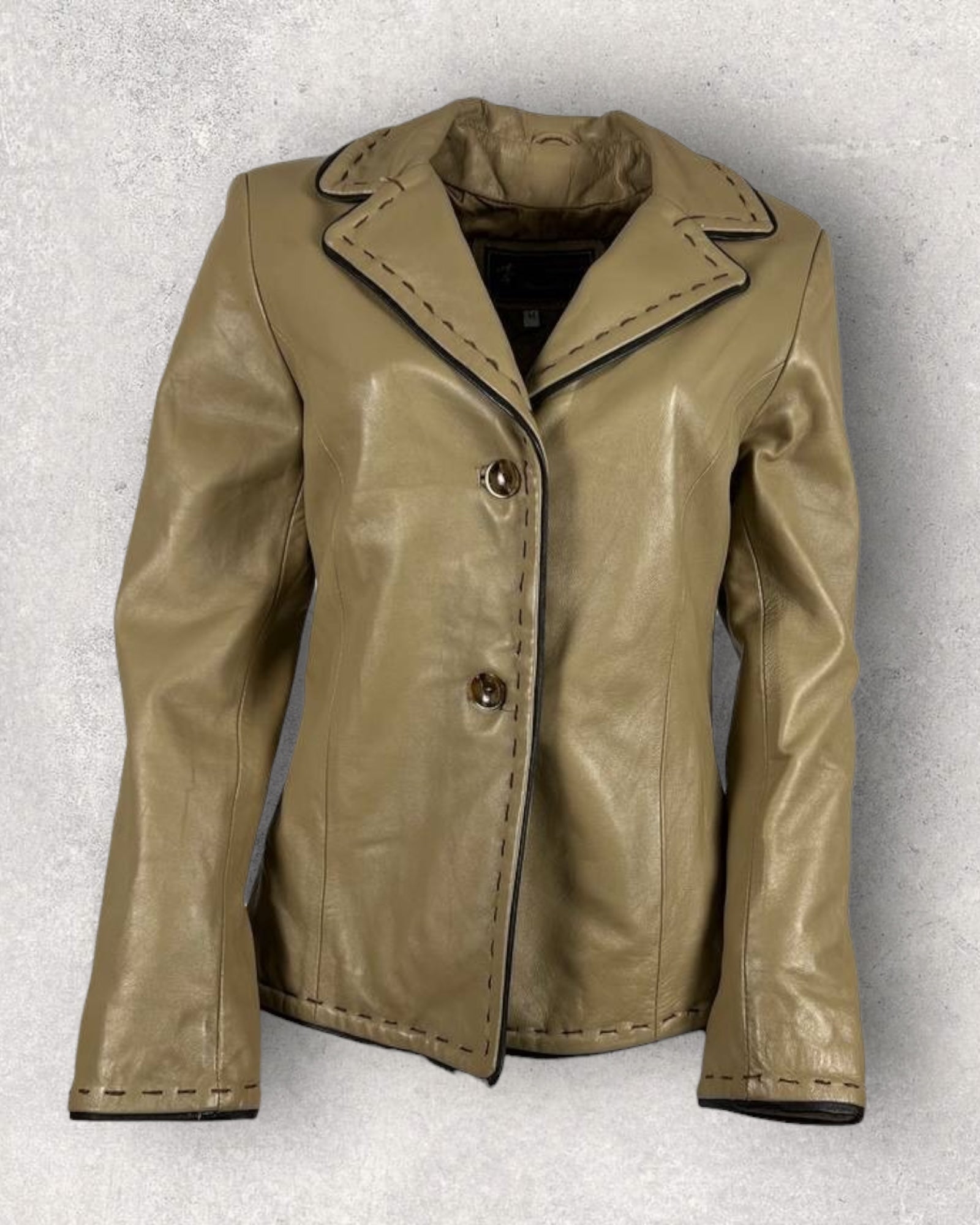 Khaki Leather Jacket (S-M)