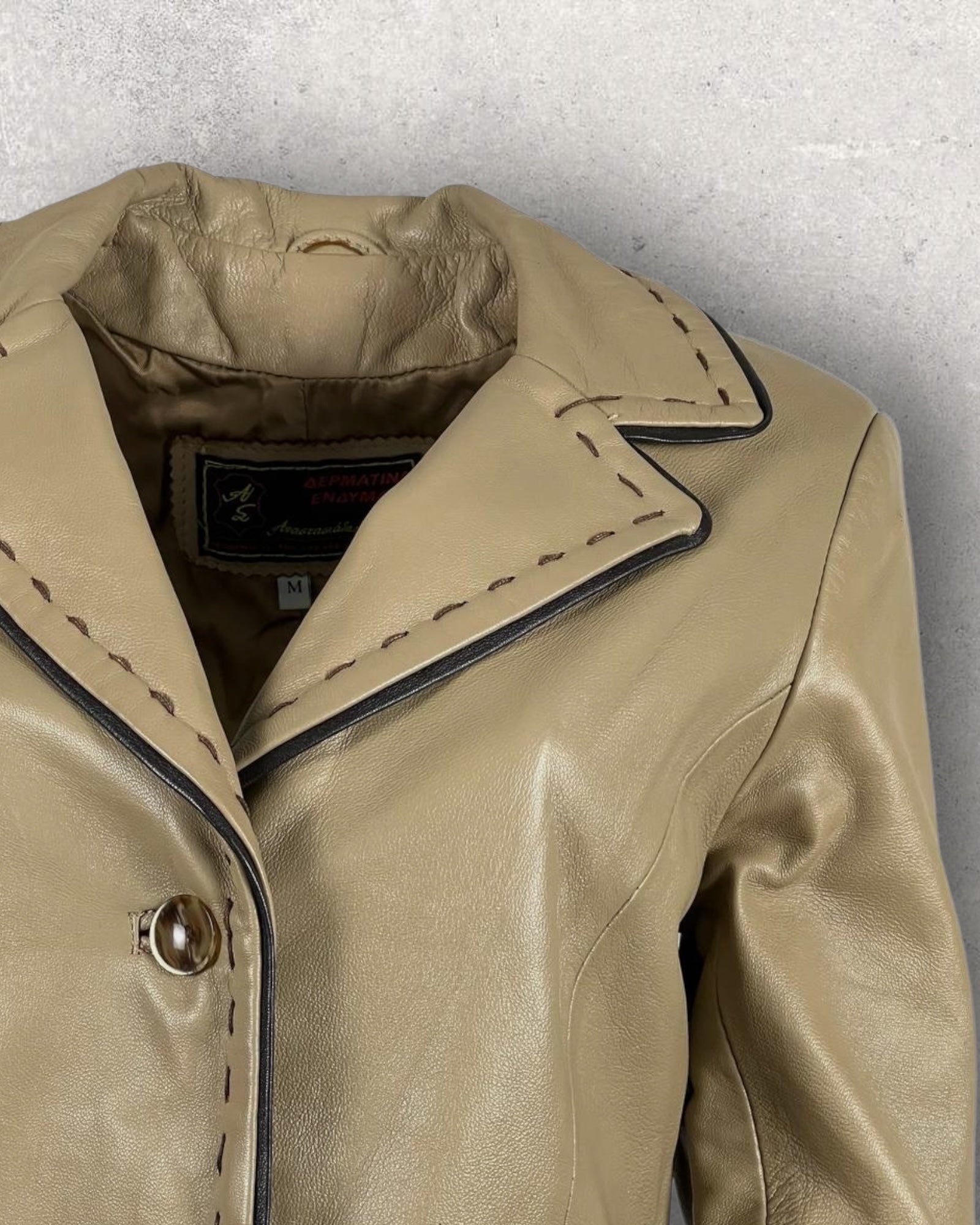 Khaki Leather Jacket (S-M)