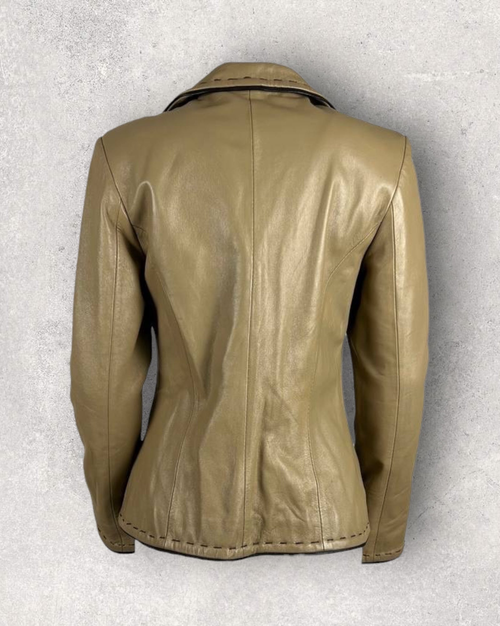Khaki Leather Jacket (S-M)
