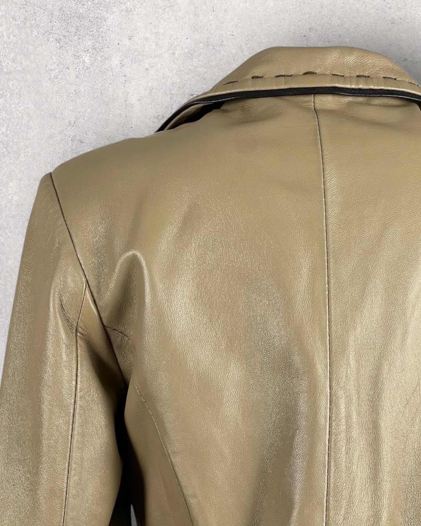 Khaki Leather Jacket (S-M)