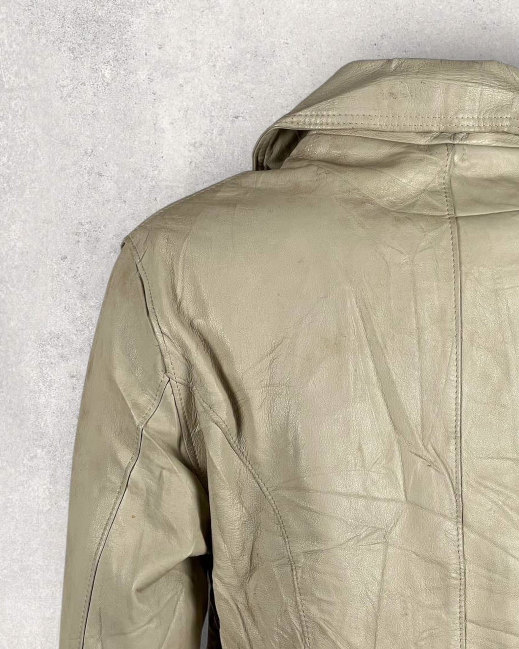 Cream Vintage Leather Jacket (M-L)