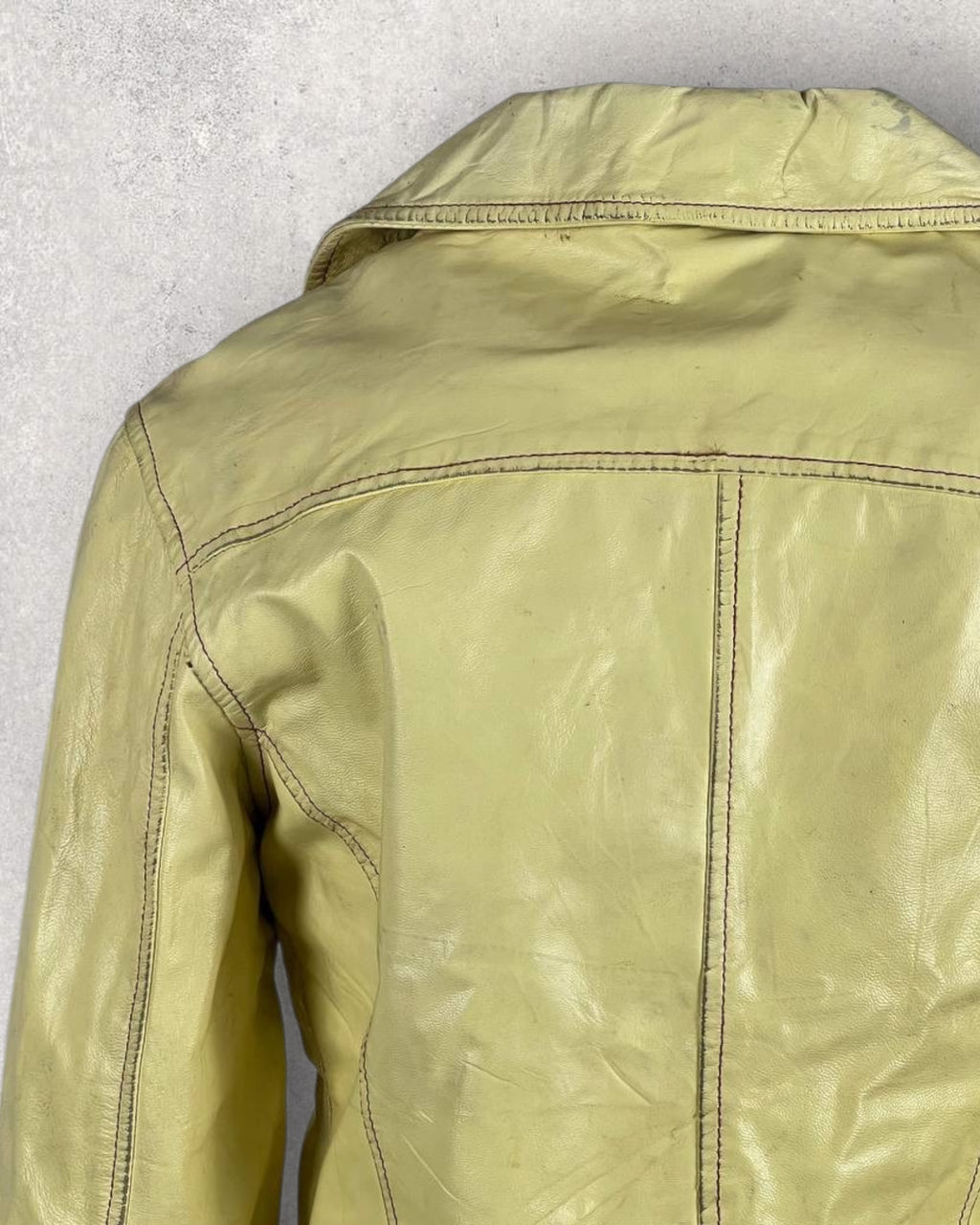 Vinatage Yellow Leather Jacket (XS-S)