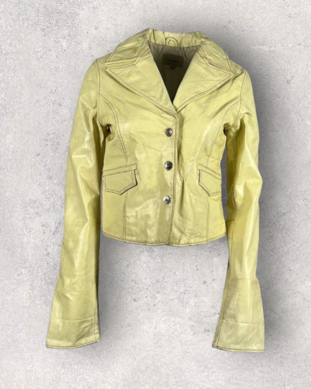 Vinatage Yellow Leather Jacket (XS-S)