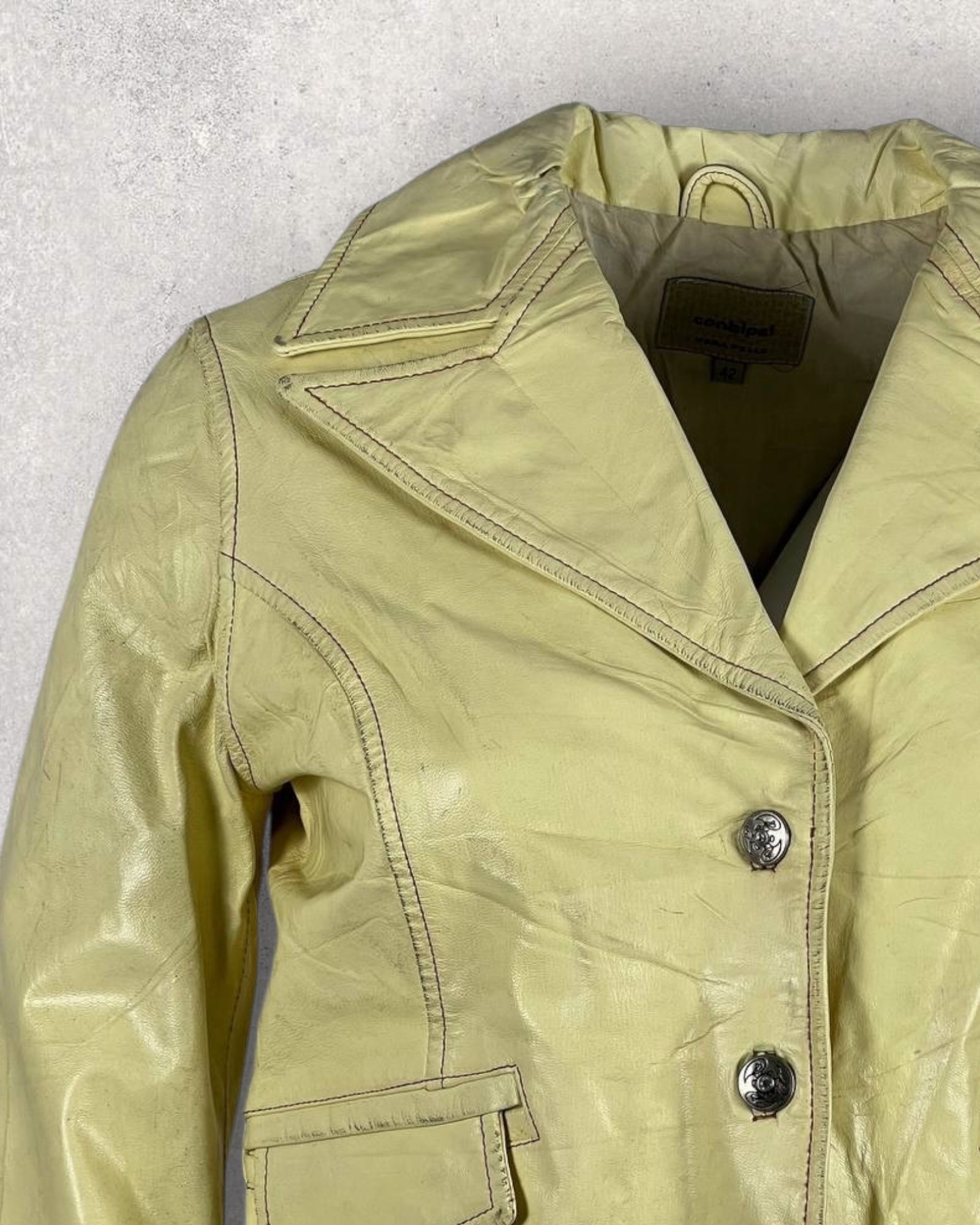 Vinatage Yellow Leather Jacket (XS-S)