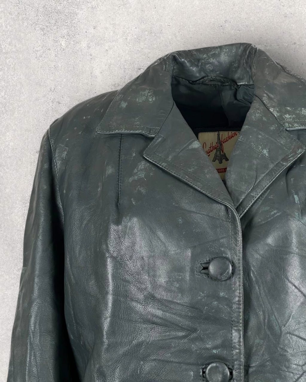 Vintage Forest Patina Leather Coat (M-L)
