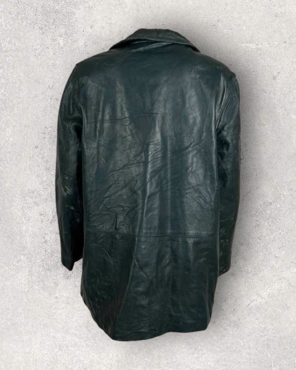 Vintage Forest Patina Leather Coat (M-L)