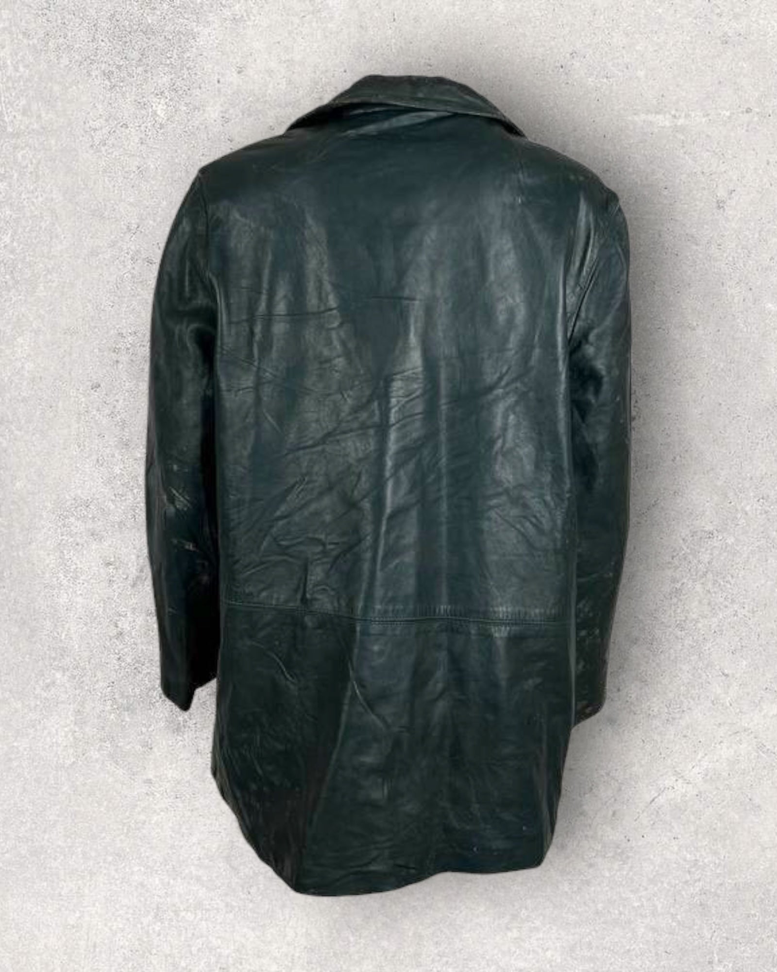 Vintage Forest Patina Leather Coat (M-L)