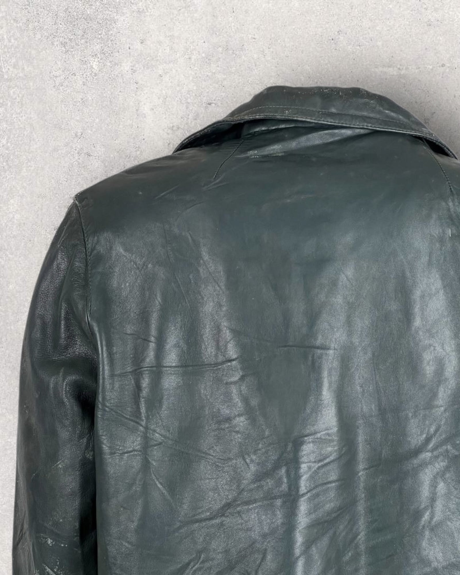 Vintage Forest Patina Leather Coat (M-L)