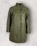Olive Retro Leather Coat (M-L)