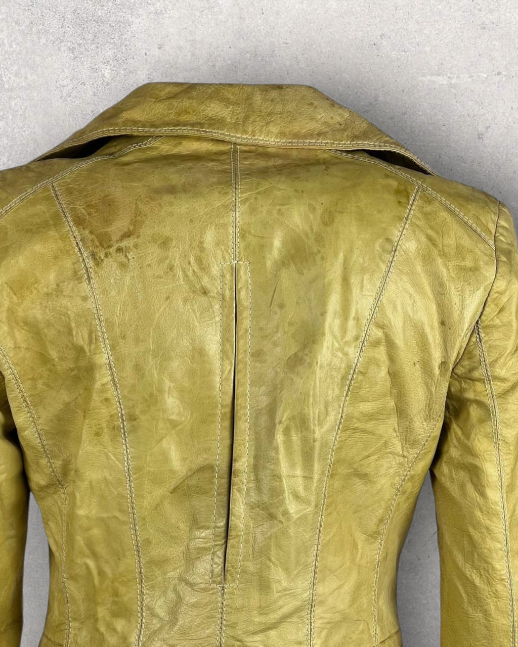Vintage Mustard Leather Coat (XS-S)