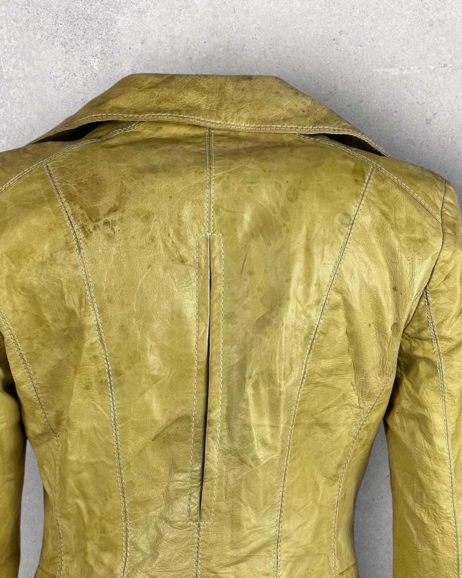 Vintage Mustard Leather Coat (XS-S)