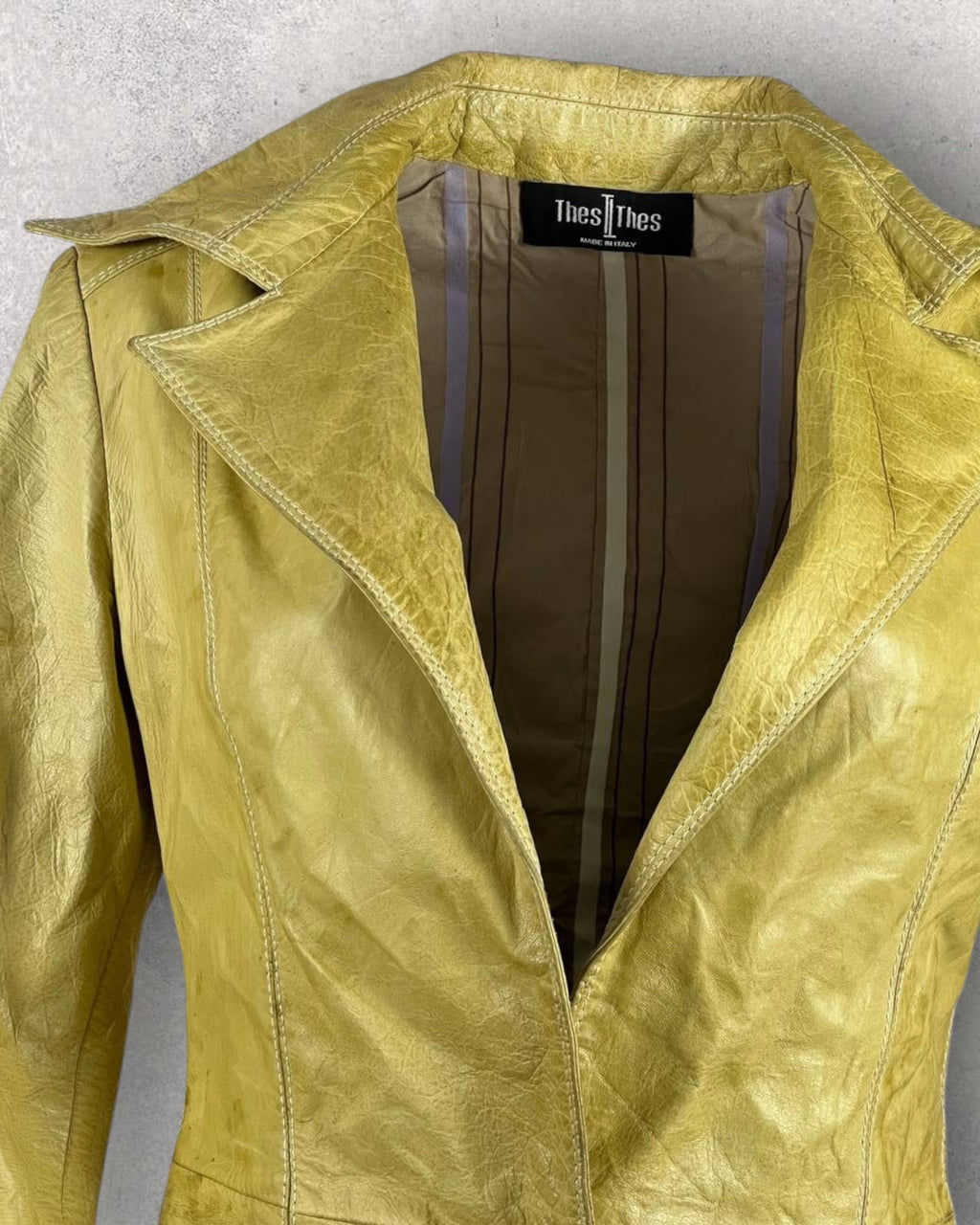 Vintage Mustard Leather Coat (XS-S)