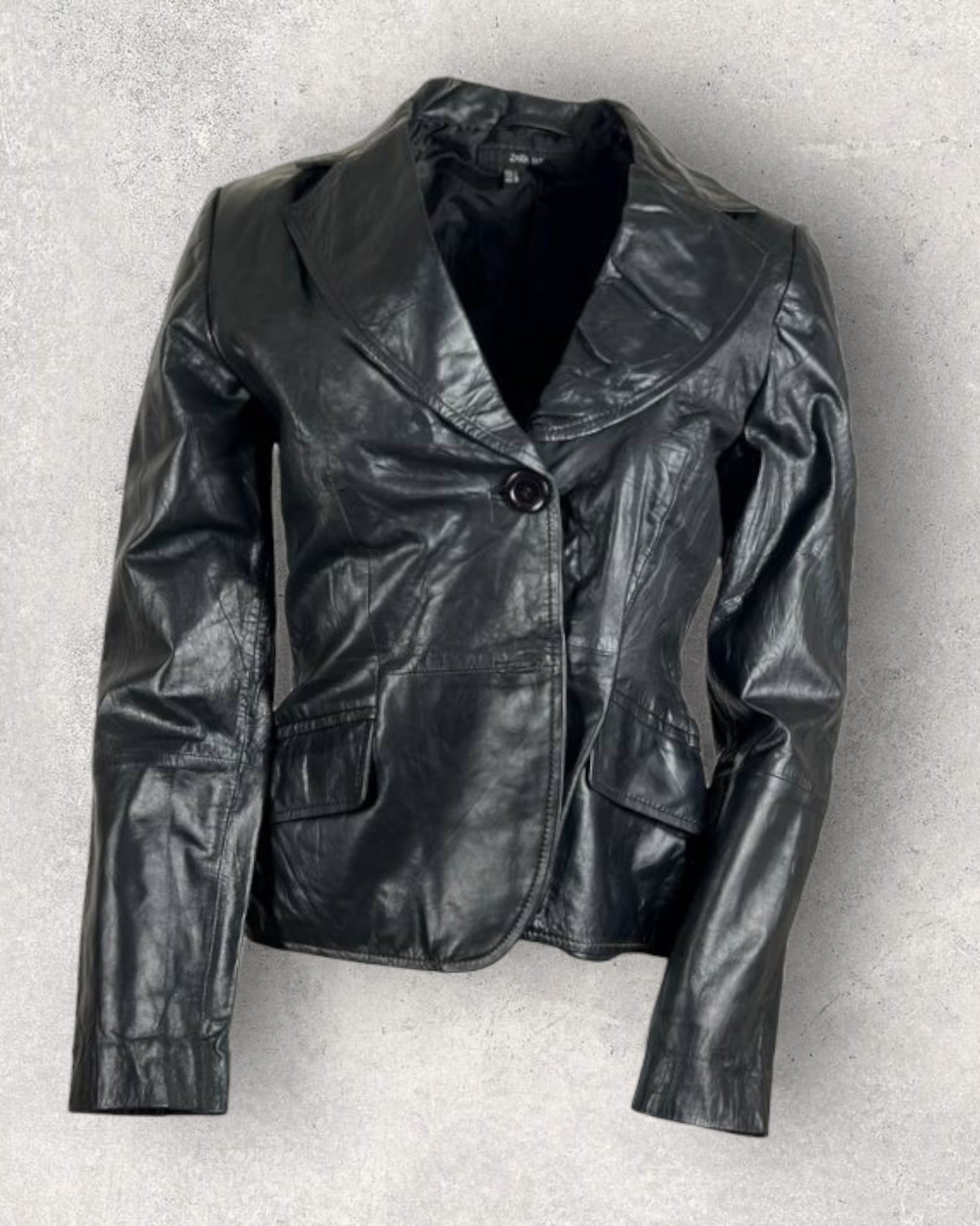 Vintage Zara Black Leather Jacket (XS-S)