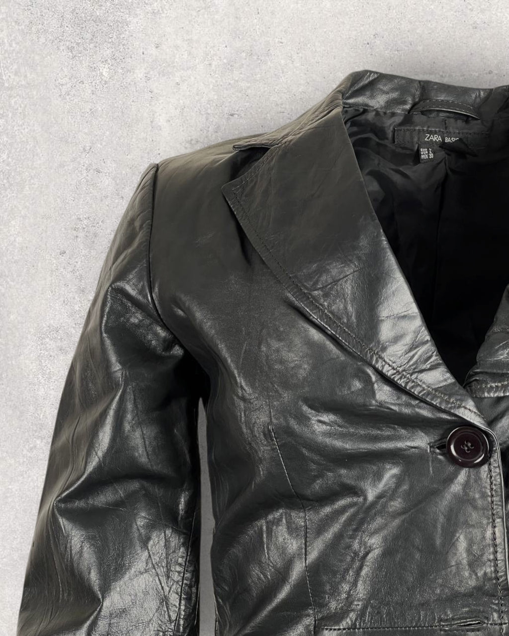 Vintage Zara Black Leather Jacket (XS-S)